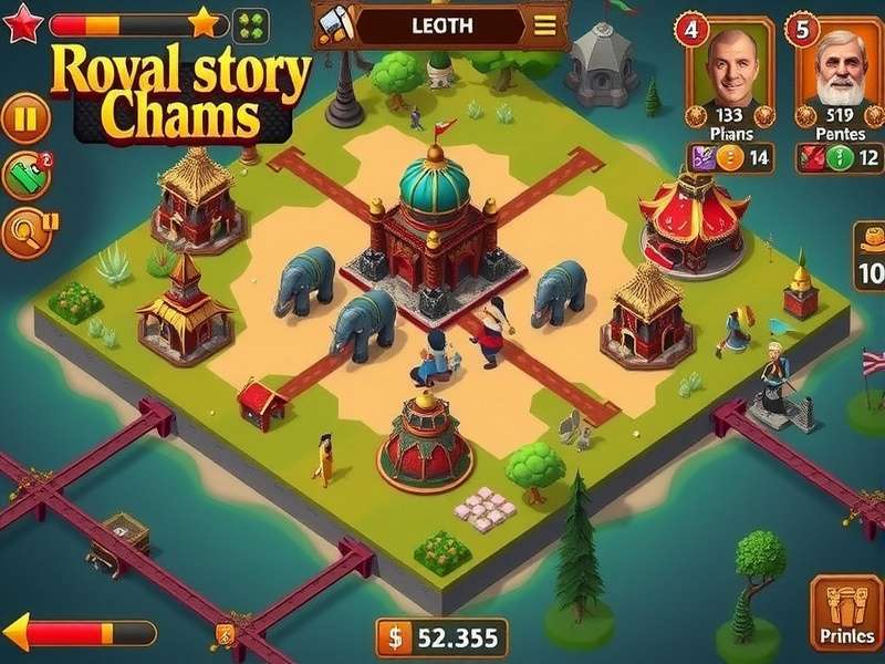 Royal Story Throne Tales battle scene with war elephants